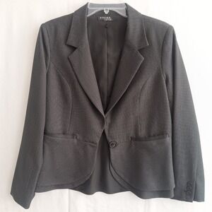 Atelier Luxe Blazer Womens 8 Gray Single Button Layered Hem Professional